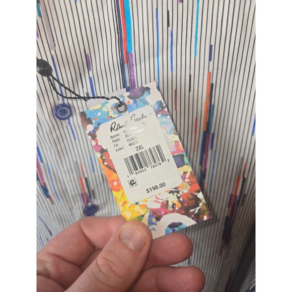 Robert Graham Mens Long Sleeve Button Up Shirt Multi Color Stripe Print Size 2XL - Picture 5 of 8